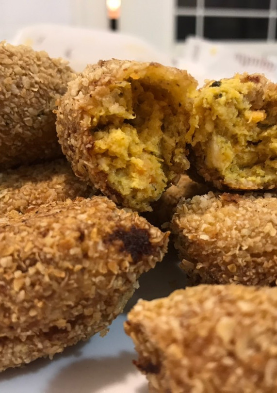 Una foto de Croquetas de pollo con verduras, sin bechamel