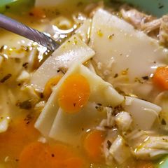A picture of Chicken noodle soup.