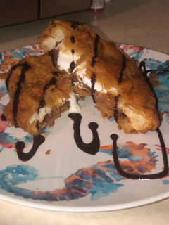 A picture of Deep fried Nutella s’mores sandwich.