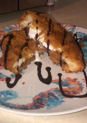 A picture of Deep fried Nutella s’mores sandwich.
