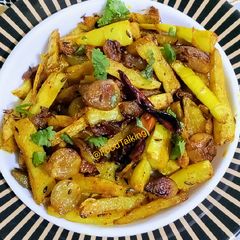A picture of Arrowroot and Shallot Fry.