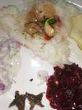Rice with guava saru Beetroot palya Onion raita,Papad Pickle
