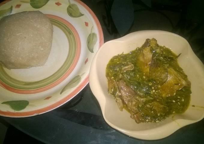 Ogbono soup with white garri