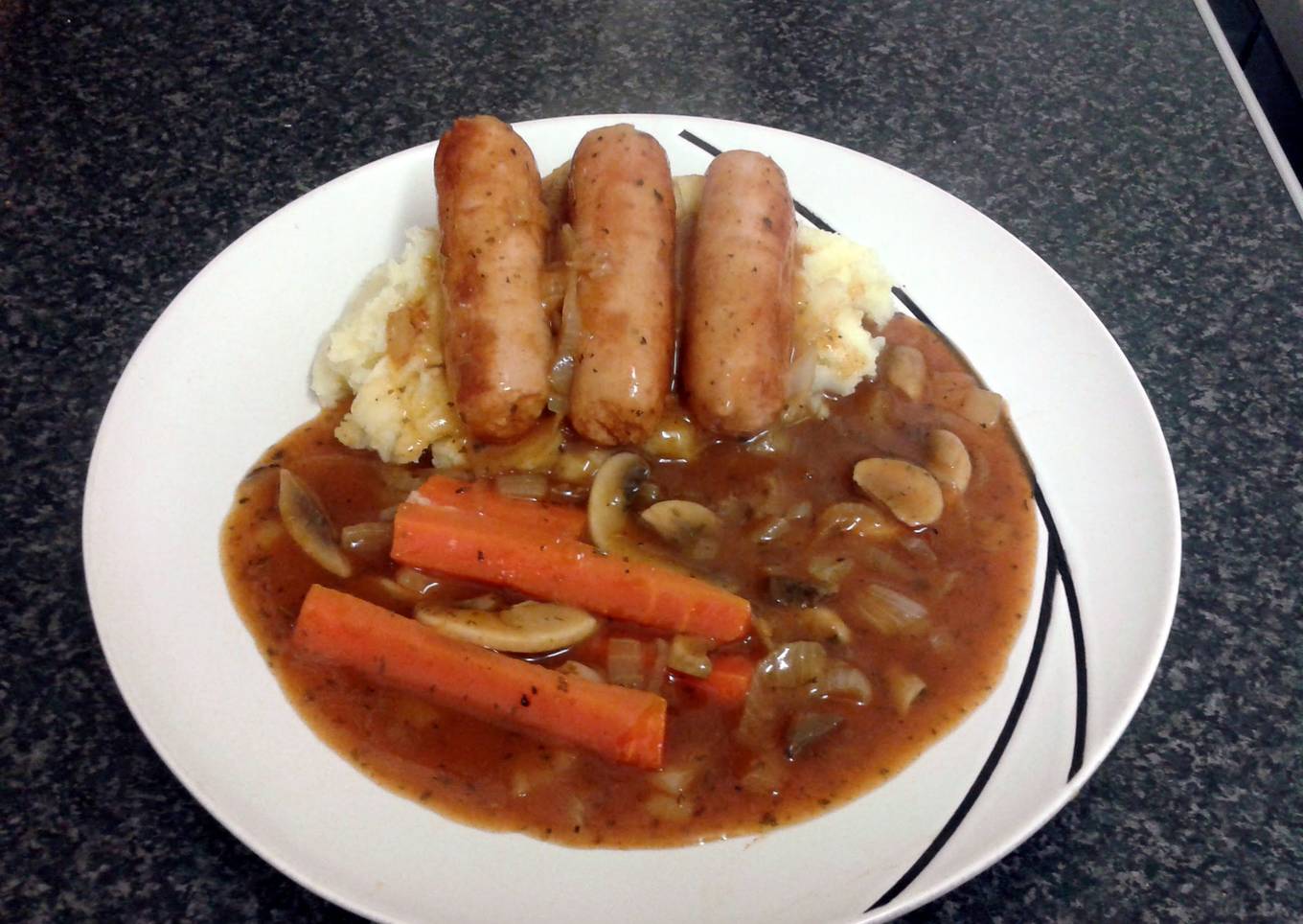 sausage cassarole with creamy mash