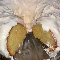 A picture of Lemon Cake with Lemon Zest Cream Cheese Icing.