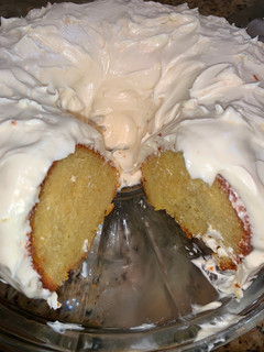 A picture of Lemon Cake with Lemon Zest Cream Cheese Icing.