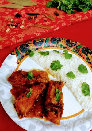A picture of Shahi dum fish kalia.