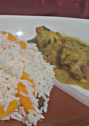 A picture of Rice with veggies.