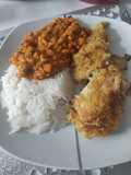 Chrupiący kurczak ze słodko - ostrym curry i kokosowym ryżem