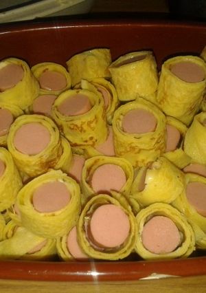 Una foto de Bocaditos de panqueques y salchichas