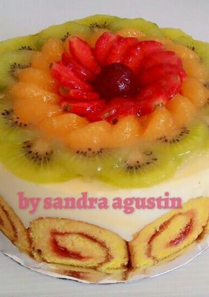 Foto resep Fruit roll cake pudding