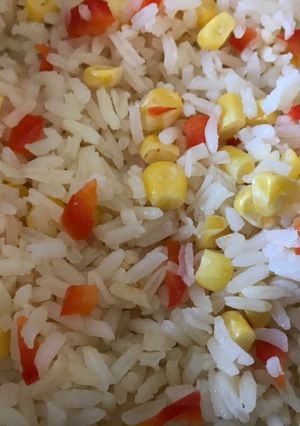 Una foto de Arroz con choclo y pimiento