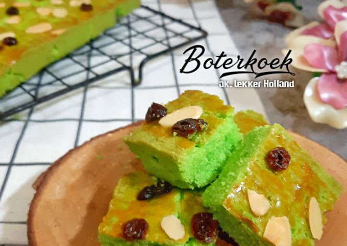 Langkah Mudah Memasak Resep Boterkoek ak. Lekker Holland Pandan