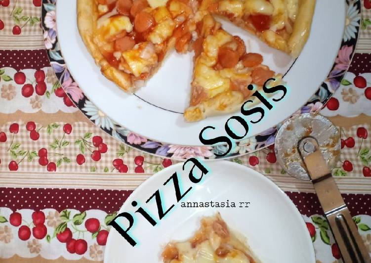 makanan Pizza Sosis 2 bahan (Tanpa Proofing) Anti Gagal