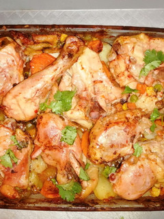Una foto de Deliciosos Muslo de pollo al Horno