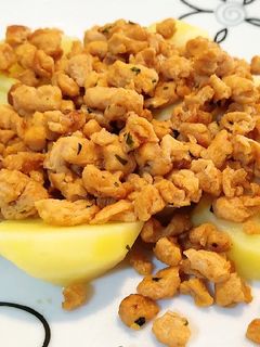Una foto de Zorza o picadillo vegano (soja text.)