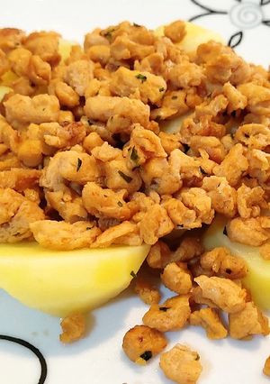 Una foto de Zorza o picadillo vegano (soja text.)