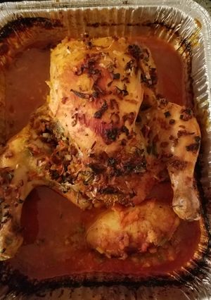 Una foto de Pollo relleno horneado