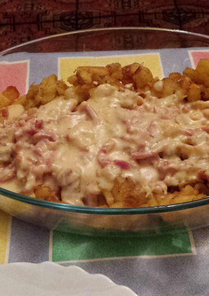 Una foto de Patatas a la carbonara