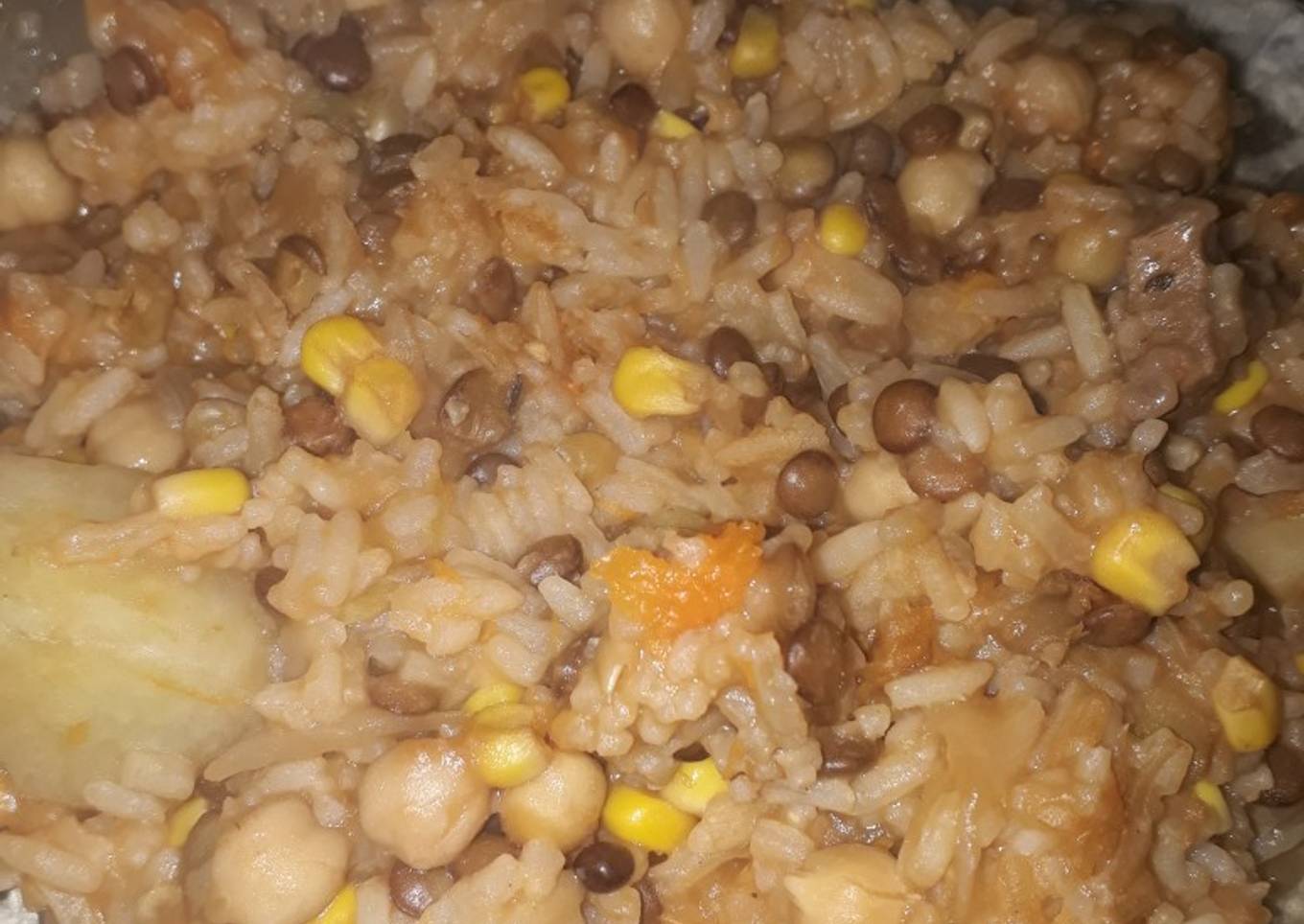 Guiso de arroz con lenteja