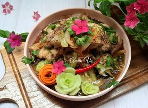 Hình của món Phile cá lóc hấp rau củ.