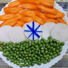 A picture of Tri colour flag (use vegetables).