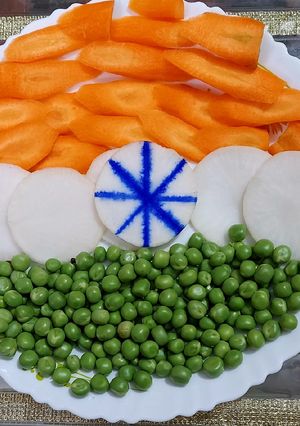 A picture of Tri colour flag (use vegetables).