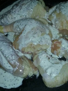 Una foto de Pollo al horno con salsita de mayonesa