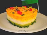 Heart Shaped 3 Layers Tricolor Dhokla Savory Cake - 80th Independence Day Special