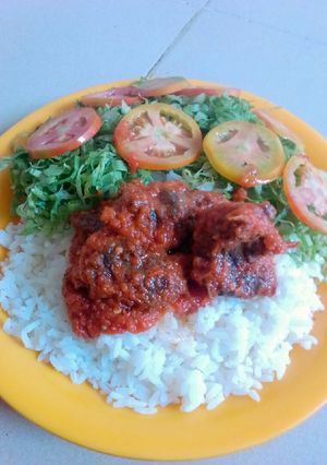 A picture of Rice and stew.