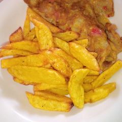 Chips with egg A picture of Chips with egg.