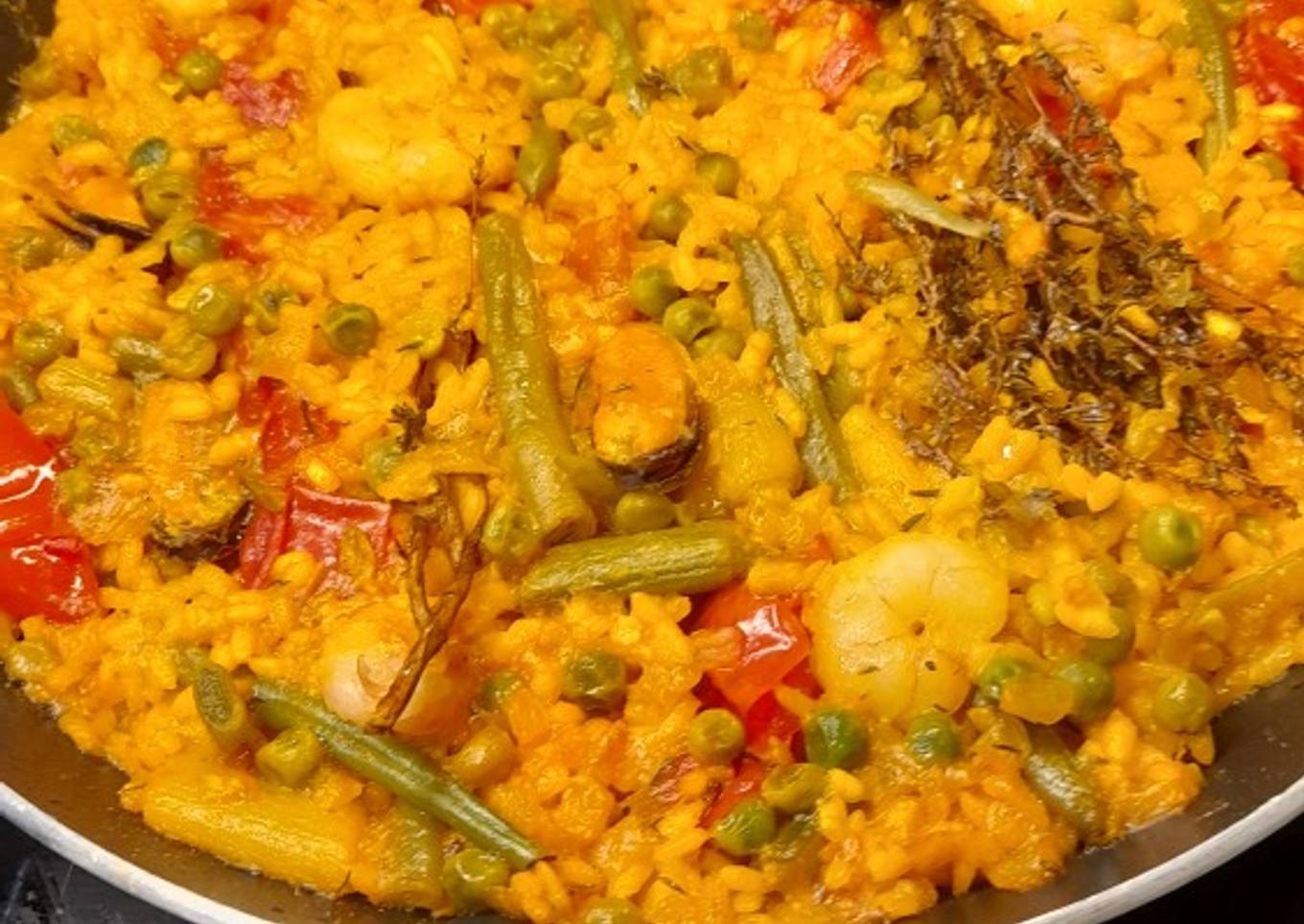 Paella de tomillo y verduras