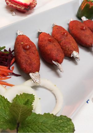 A picture of Hara Chana Paneer Beetroot Kebabs.