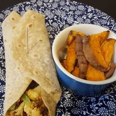 A picture of Cauliflower, chickpea wrap (Vegan).