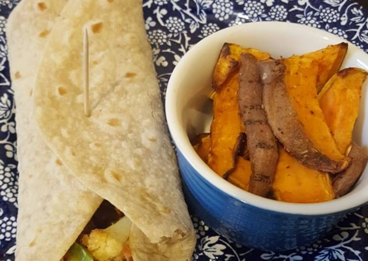 Recipe of Super Quick Homemade Cauliflower, chickpea wrap (Vegan)