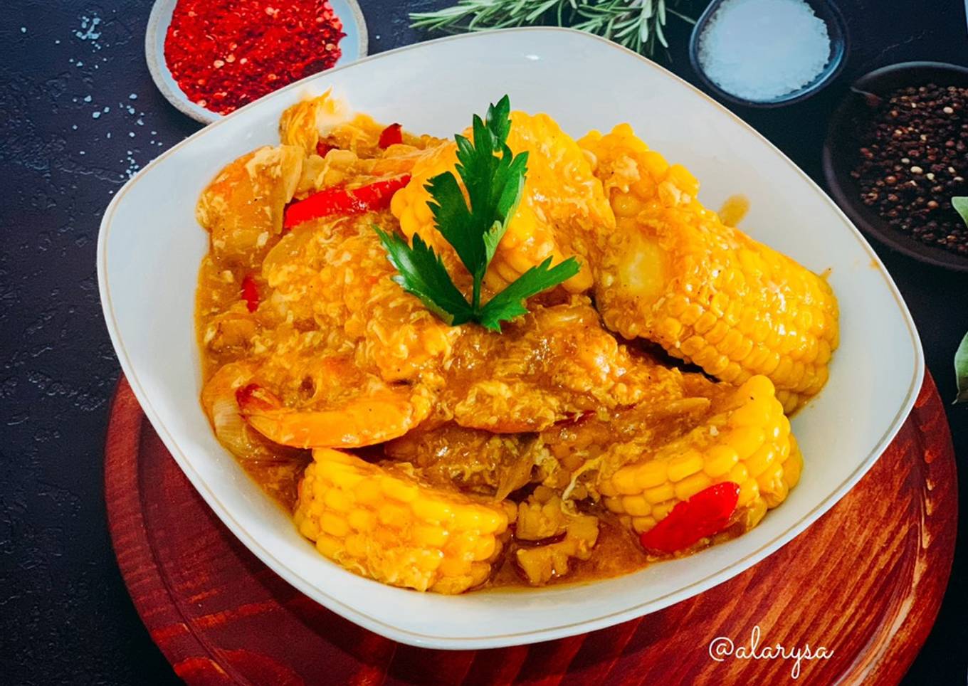 Udang cumi saos telur