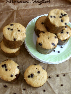 A picture of Banana Chocolate Chip Muffins (Microwave).