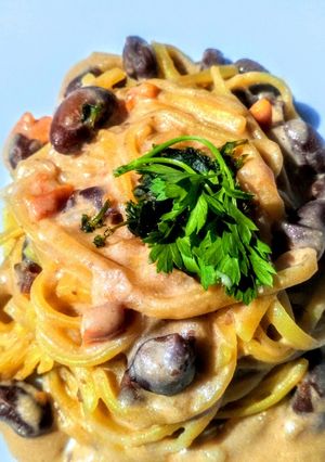 Una foto de One pot pasta con Porotos Colorados