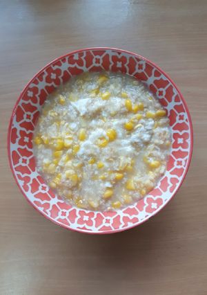 รูปของ ซุปข้าวโพดข้าวโอ๊ตไข่ขาว