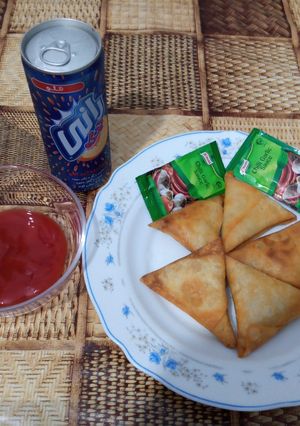 A picture of Chicken vegetable samosa.
