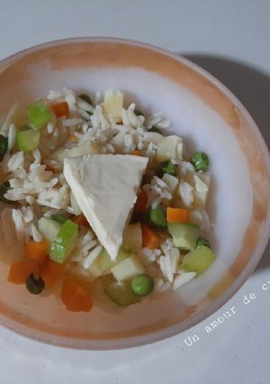 Une photo de Orzo aux légumes et fromage 🧀