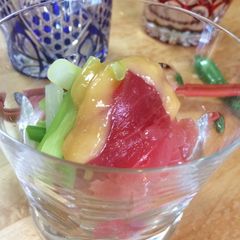 A picture of Leek and tuna salad with vinegar and miso (negi to magurono nuta).