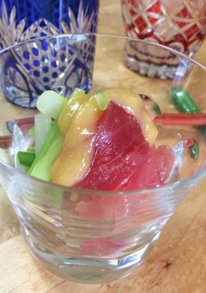 A picture of Leek and tuna salad with vinegar and miso (negi to magurono nuta).