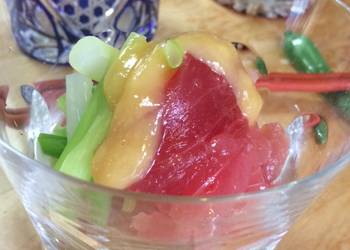 How to Make Yummy Leek and tuna salad with vinegar and miso negi to magurono nuta