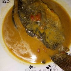 A picture of Dried Tilapia in Groundnut stew.