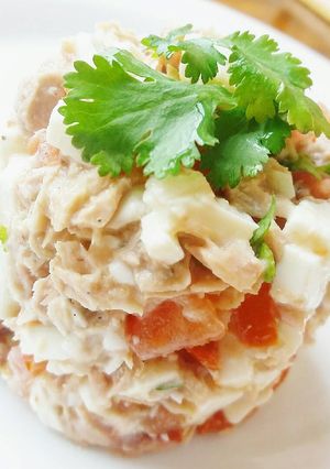 Una foto de Timbal de atún, queso y tomate👌