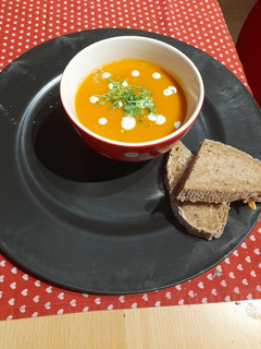 A picture of More soup: parsnip and tomato soup (vegan).