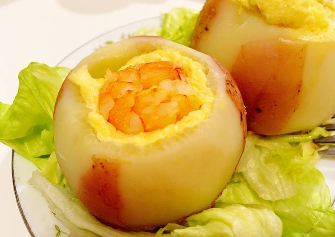 Easiest Way to Make Any-night-of-the-week Savory steamed egg custard with shrimp in radish cup