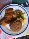 Cerdo en salsa con arroz de coco