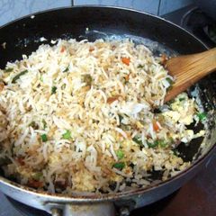 A picture of Chinese egg fried rice.